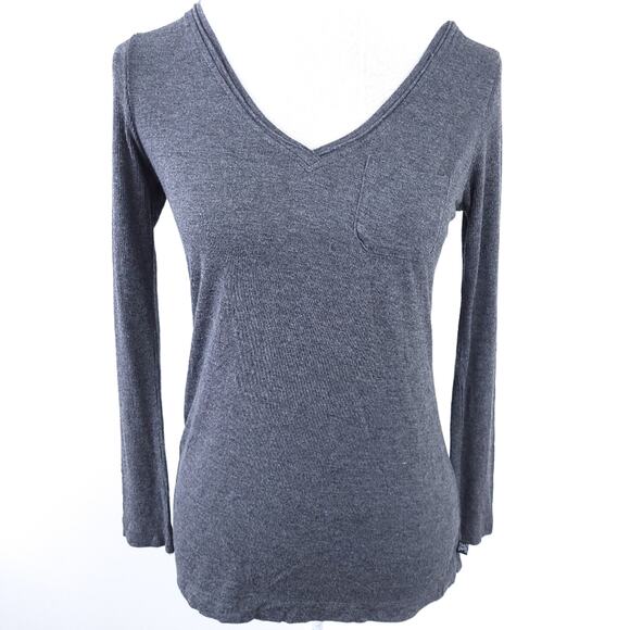 Simply Vera Vera Wang Pajama Top Gray Small, Long Sleeve, Ribbed Back & Sleeves - Picture 1 of 7